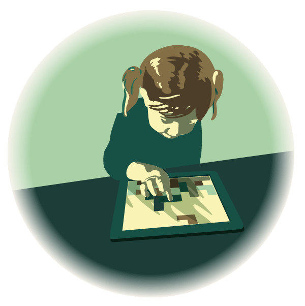 child with ipad illustration